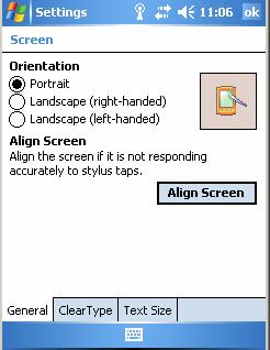 Align Screen ; Clique firmemente sobre a cruzeta para calibrar a tela