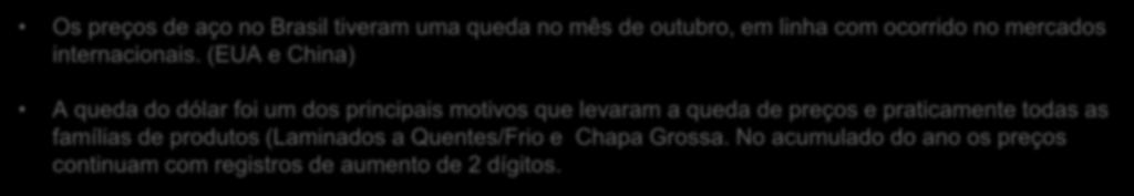 No acumulado do ano os preços continuam com registros de aumento de 2 dígitos.