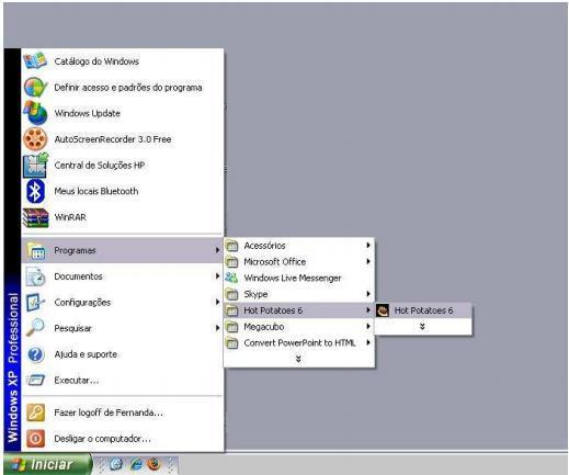 - Com o Hot Potatoes instalado no seu micro, acesse-o da seguinte maneira: