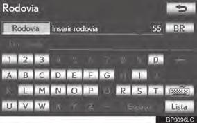 /saída AE na segunda página da tela Destino. 4 Insira um nome de rodovia.