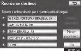 3-2. ORIENTAÇÃO DE ITINERÁRIO REORGANIZAR DESTINOS ordem de chegada dos destinos pode ser alterada. 1 Toque em Itinerário. EXCLUIR DESTINOS 1 Toque em Itinerário. 2 Toque em Reorganizar.