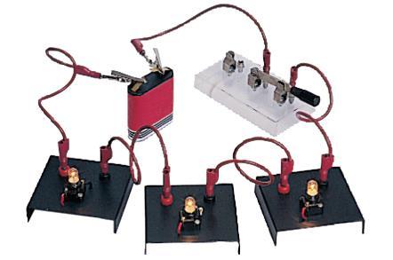 Associação de lâmpadas em série Num circuito com lâmpadas em série o interruptor comanda todas as lâmpadas, porque todas se encontram no mesmo percurso.