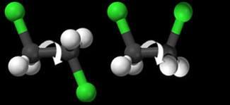 Contudo, a molécula do 1,2-dicloroeteno não possui essa livre rotação, devido à ligação