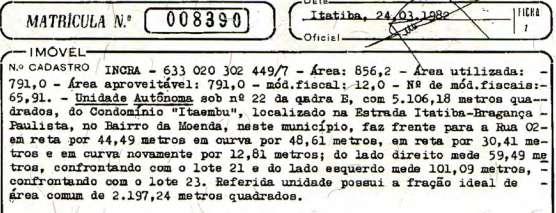 fls. 92 1. Introdução O presente trabalho técnico tem por objetivo a identificação do valor de mercado do imóvel objeto da MATRÍCULA Nº 8390 e 17294 do C.R.I. de Itatiba/SP, de propriedade de NELSON LOMBARDI.