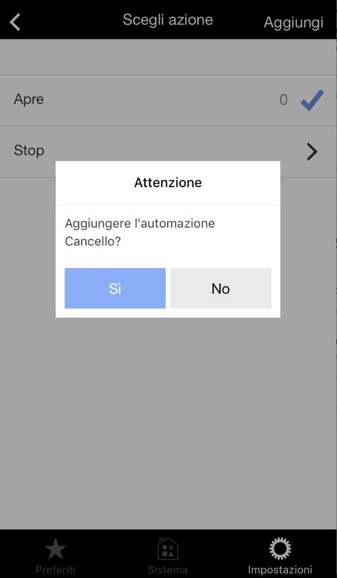 ADICIONAR UM CENÁRIO 09 Atenção Adicionar a automação Portão? Sim Não Salvamento da automação Pressione Sim para salvar e concluir o procedimento. Pressione Não para continuar com o procedimento.