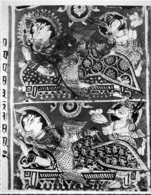 Lendas e Relatos Ø Uma pintura de Rajasthan (Índia) contando o nascimento de Mahavira, fundador da religião Jain.