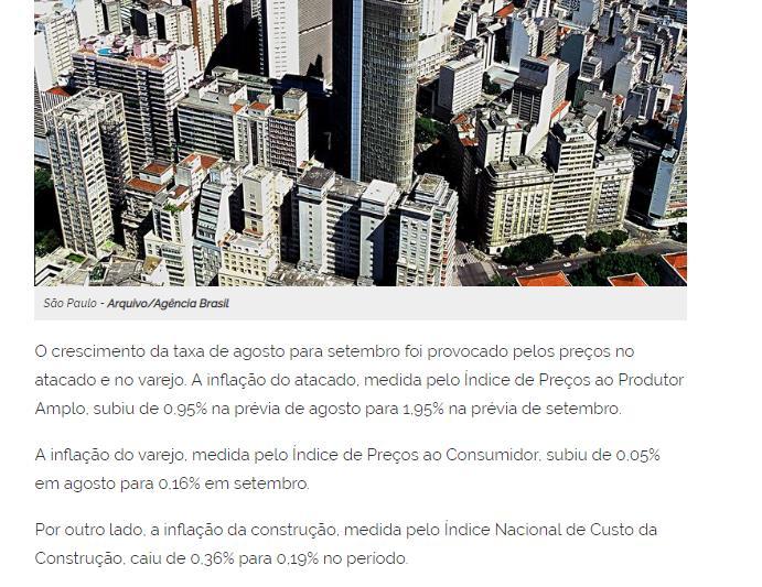 CLIPPING DE NOTÍCIAS Título: Inflação do aluguel acumula taxa de 9,83% em 12 meses Veículo: Agência Brasil Data: 18.09.