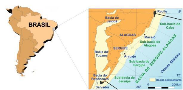 11 3 CONTEXTO GEOLÓGICO 3.1 Introdução A bacia de Sergipe-Alagoas está localizada no Nordeste do Brasil e abrange uma área de cerca de 36.