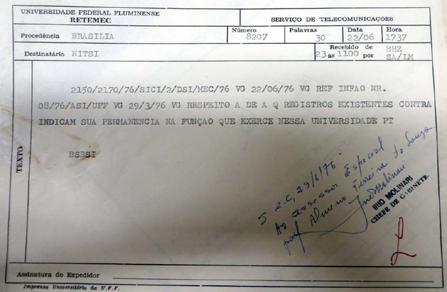 184 Telegrama do MEC contra indicam um professor para um cargo de direção universitária 5.