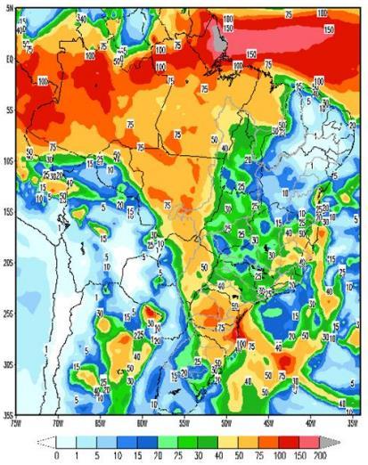 No início da semana de 28/01 a 03/02/2017 a precipitação fica restrita às bacias hidrográficas do subsistema Sul, ao Paranapanema e ao Tietê devido a atuação de áreas de instabilidade sobre essas