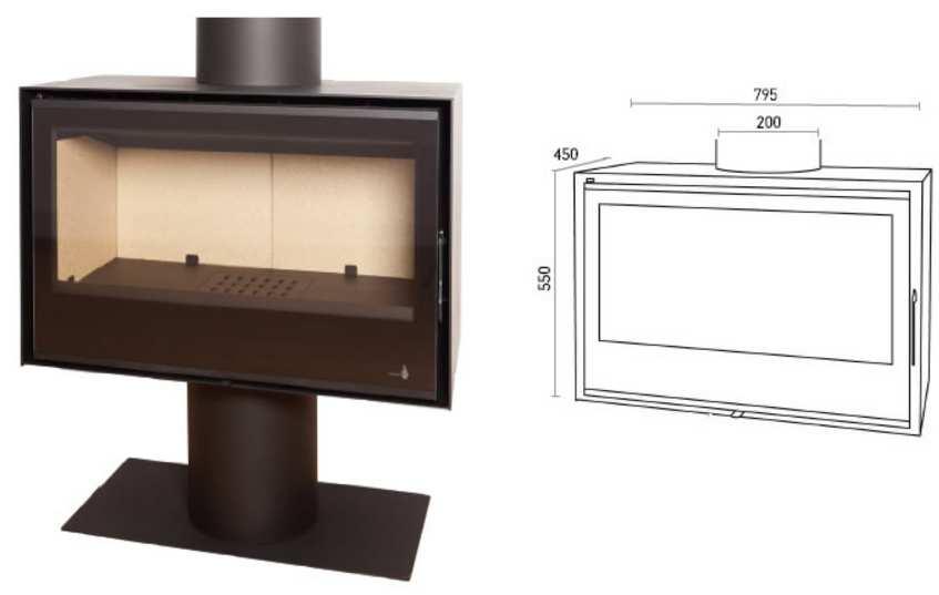 270 Tubo: Ø 180 mm Potência: 8 a 12 Kw Rendimento: 76% Consumo 1,7 a 3,1 Kg Base: