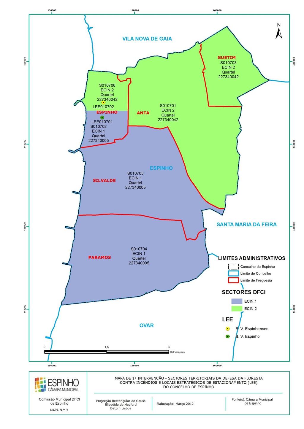 Mapa 9 - Mapa de 1ª Intervenção Sectores