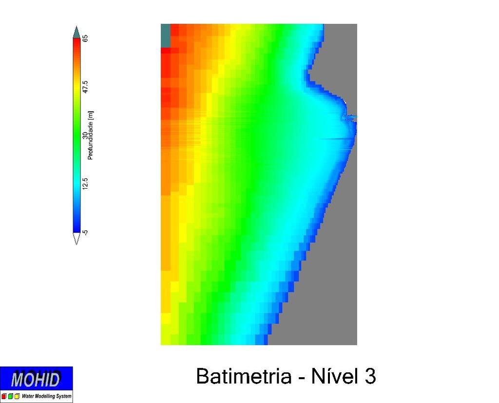 Figura 54 Batimetria do susb-modelo nível 3.