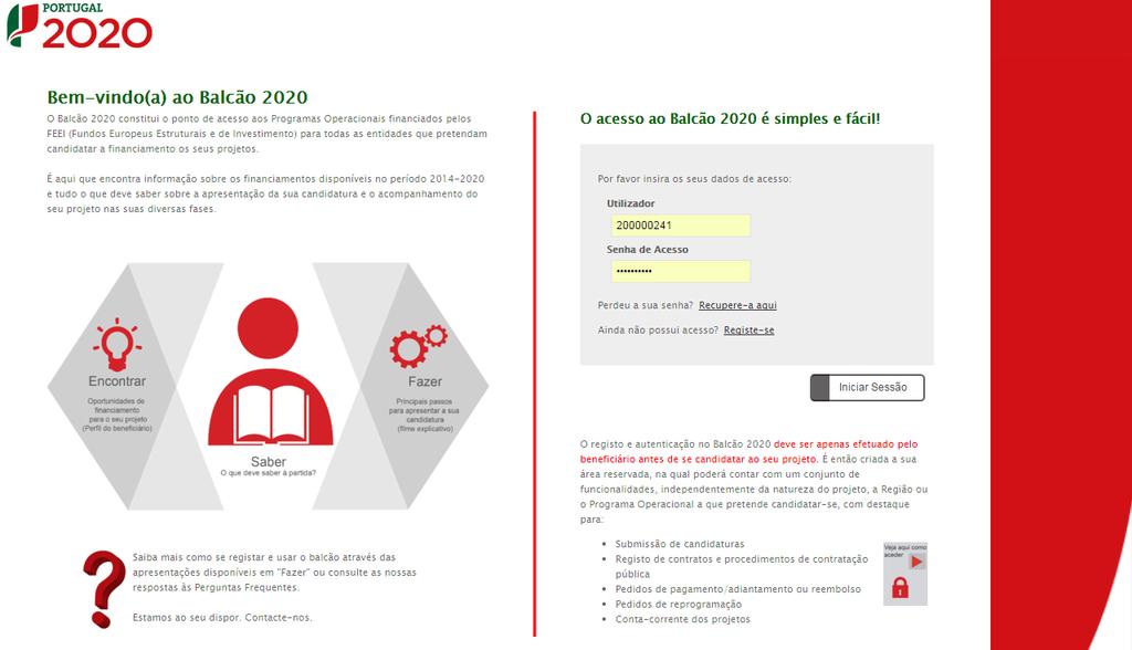 2.1 Acesso à aplicação Módulo Reporte de Indicadores A aplicação encontra-se disponível no website Portugal