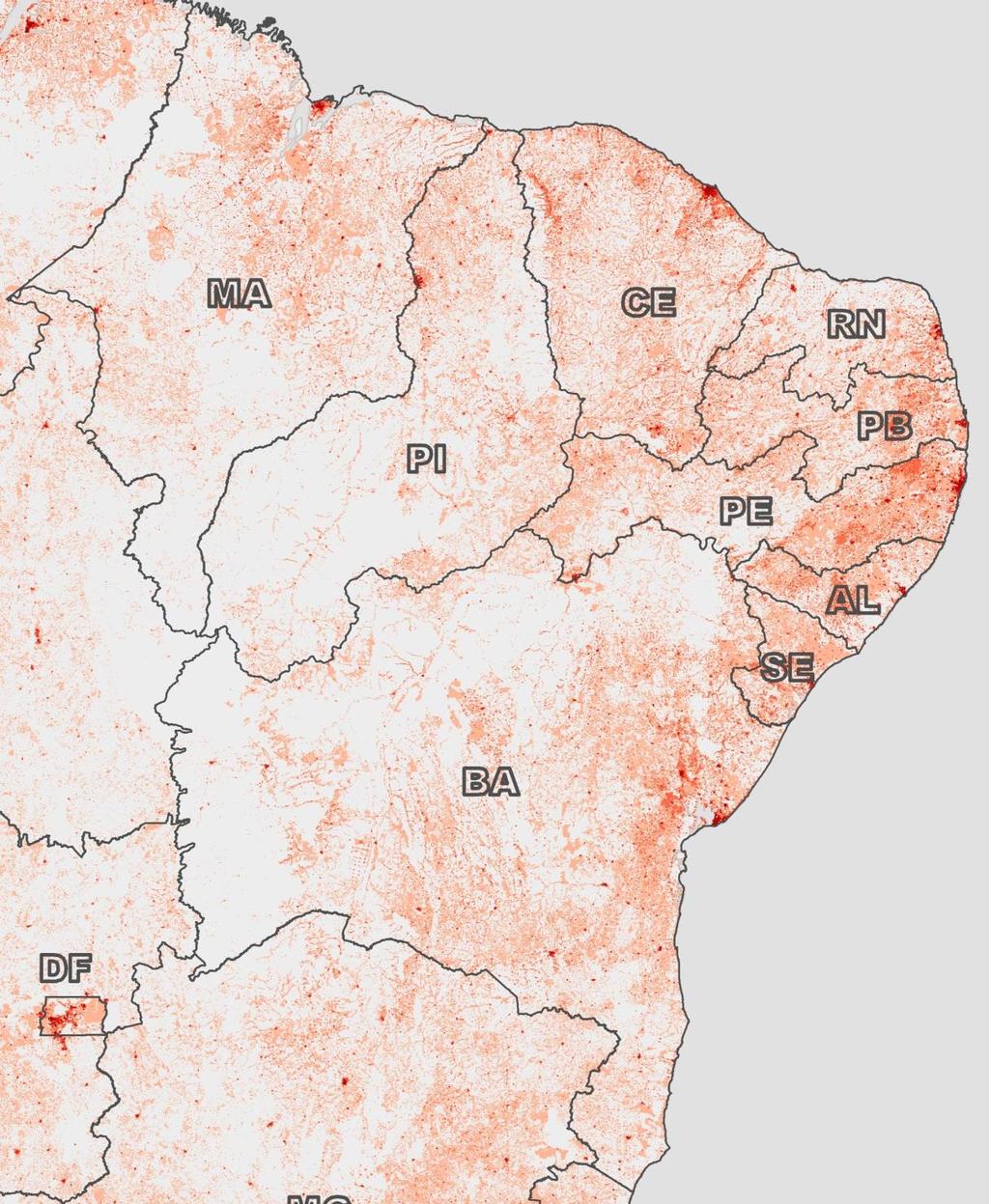 NORDESTE - Densidade Populacional Principais dados da população do Nordeste São Luís Fortaleza N - População total: 56,72 milhões de habitantes (estimativa 2018 IBGE) - População por estados: Bahia