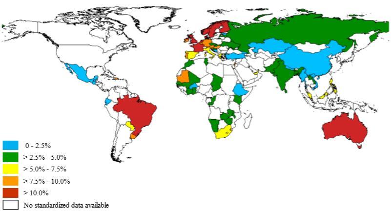 16 (15,3%) e Brasil (13%). No Brasil, estima-se que a asma afeta mais de 16 milhões de pessoas(3, 38).