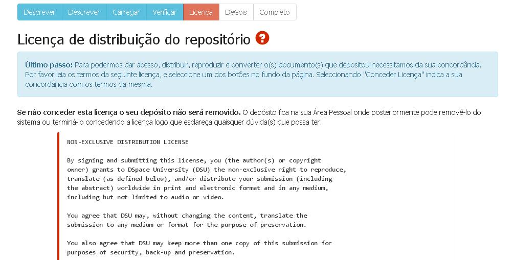 6 Integração com a plataforma DeGois: Nesta etapa o autor tem a possibilidade de enviar o registo para a plataforma DeGóis.