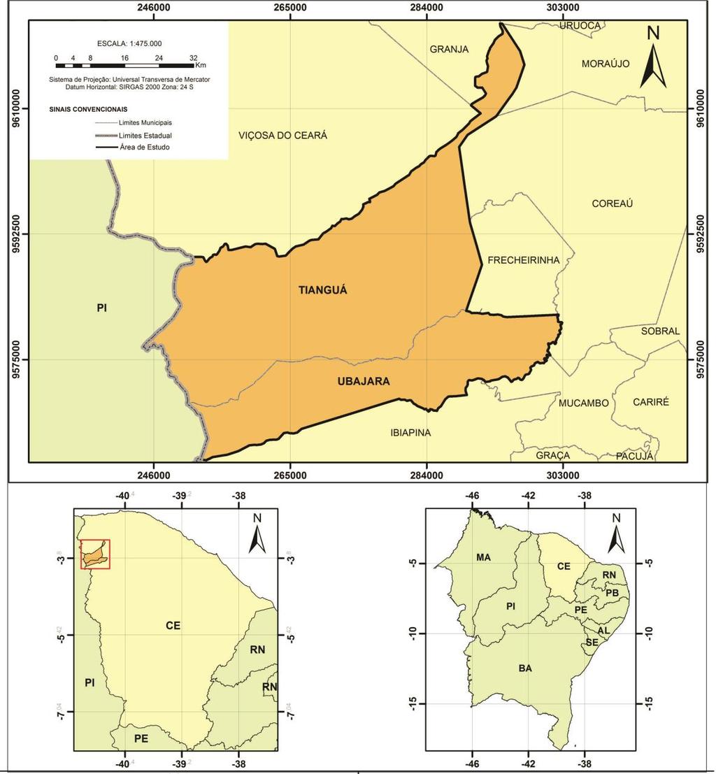 Os municípios de Tianguá e Ubajara estão localizados no setor noroeste do Estado Ceará integrando a porção setentrional do Planalto da Ibiapaba.