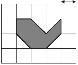 6 Observa a figura desenhada no quadriculado. unidade de comprimento Assinala com a frase que traduz uma afirmação verdadeira. O perímetro da figura é menor do que 4 unidades de comprimento.
