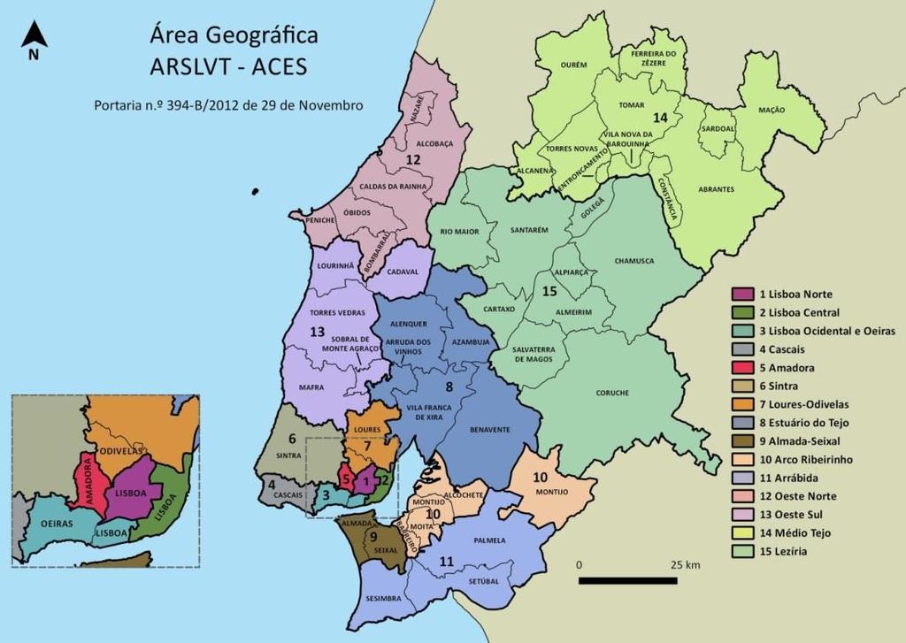 1.2 CARACTERIZAÇÃO DA REGIÃO DE LISBOA E VALE DO TEJO SUMÁRIO A RLVT ocupa uma área de 12 248,57 km 2 (13,3% do território nacional e 13,7% do território do Continente).