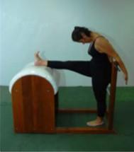 Contar 10 ciclos respiratórios 4 Ballet Strech Alongamento Frontal no Barril Alongar os músculos da cadeias posterior de