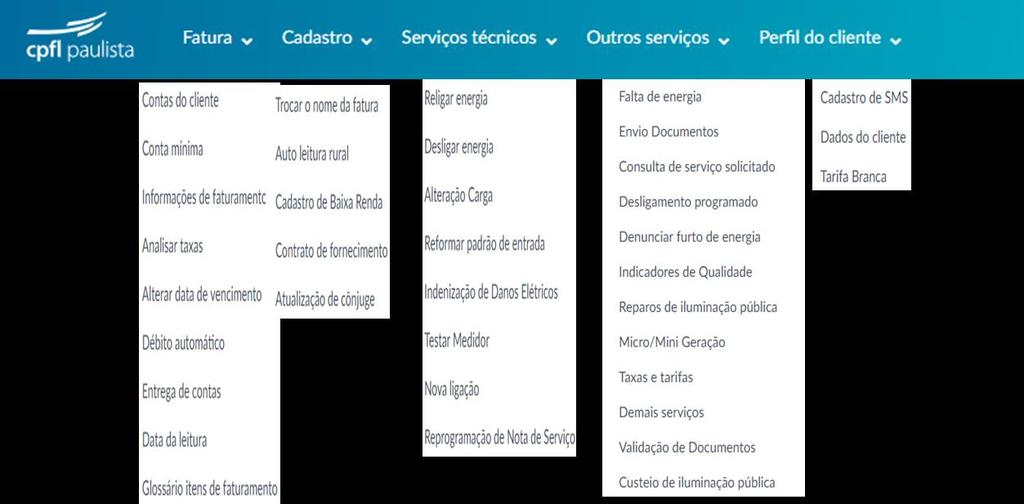 Serviços disponíveis Estes são os serviços disponíveis para serem registrados ao nosso