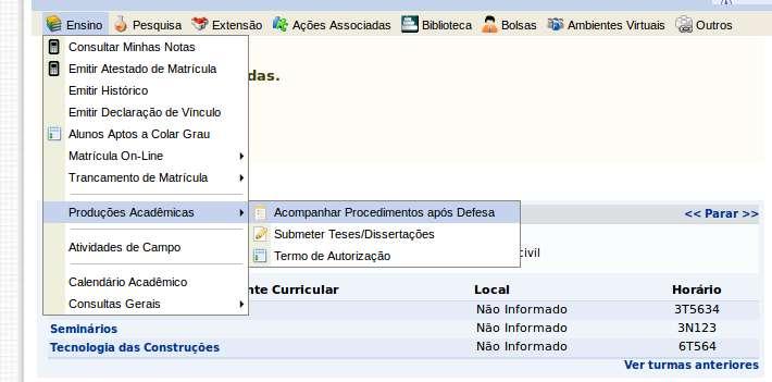 Acompanhe o status dos procedimentos após a defesa através do menu Ensino -> Produções Acadêmicas -> Acompanhar Procedimentos após Defesa. Você estará no passo 3.