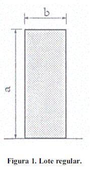 A medição do lote é feita segundo a forma do lote. Num lote de forma regular (Figura 1), um retângulo, por exemplo, medem-se os quatro lados e usam-se os valores médios dois a dois.