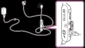 Carregar o sistema de auscultadores O sistema de auscultadores contém uma bateria recarregável de iões de lítio. Carregue o sistema de auscultadores utilizando o cabo micro USB fornecido.