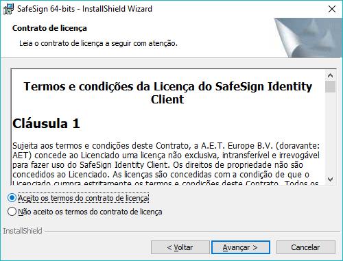 Assim como qualquer instalação padrão é solicitado o Aceite dos Termos de Licenciamento.