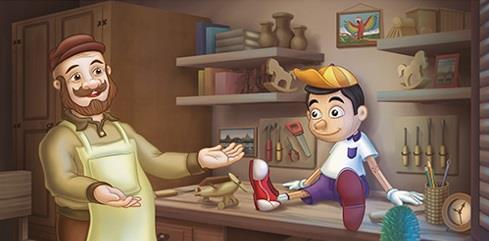 2. Pinóquio é um boneco de madeira criando por um carpinteiro chamado Geppetto que sonhava em ter um filho.