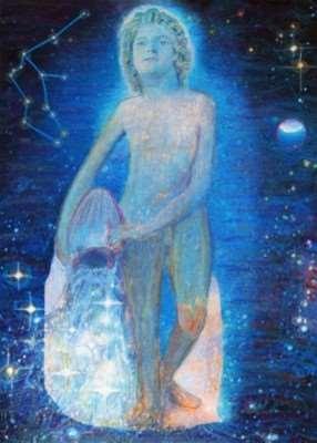 Aquário O Fluxo da Luz Espiritual Todo ano, durante o mês de Aquário, o Homem Celestial derruba o fluxo da luz espiritual do seu pote.