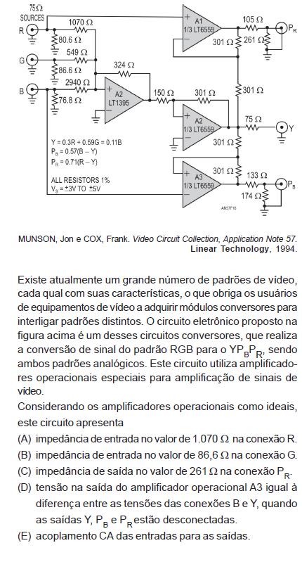 a) O resistor de 1070Ω está em paralelo com o de 80,6Ω (falso) b) O resistor de 80,6Ω está em paralelo com o de