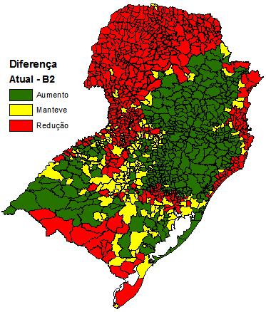 do feijão para o zoneamento do cenário A2 e do cenário B2, em relação ao