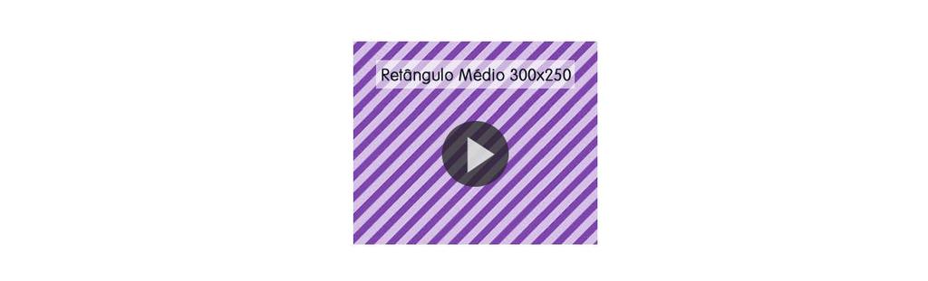 Vídeo Banner Retângulo Médio Integrado RICH MEDIA Especificações Dimensão Inicial (pixel) Peso (TAG) Retangulo 300x250 Até 150KB (init) / 300KB (subload) Tipos de Arquivo HTML 5 Tempo da peça Video