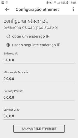 Ou selecione IP fixo em usar o seguinte endereço IP e preencha os campos pedidos,