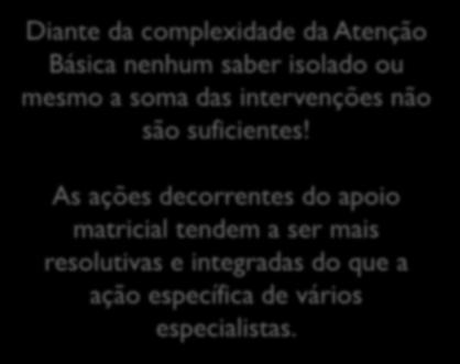 Trata-se de uma metodologia de trabalho complementar Diante da complexidade da Atenção àquela previstabásica emnenhum sistemas saber isolado