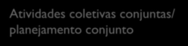 Atividades coletivas conjuntas/ planejamento conjunto Auxilio e co-produção em projetos coletivos com finalidades terapêuticas e/ou de educação em