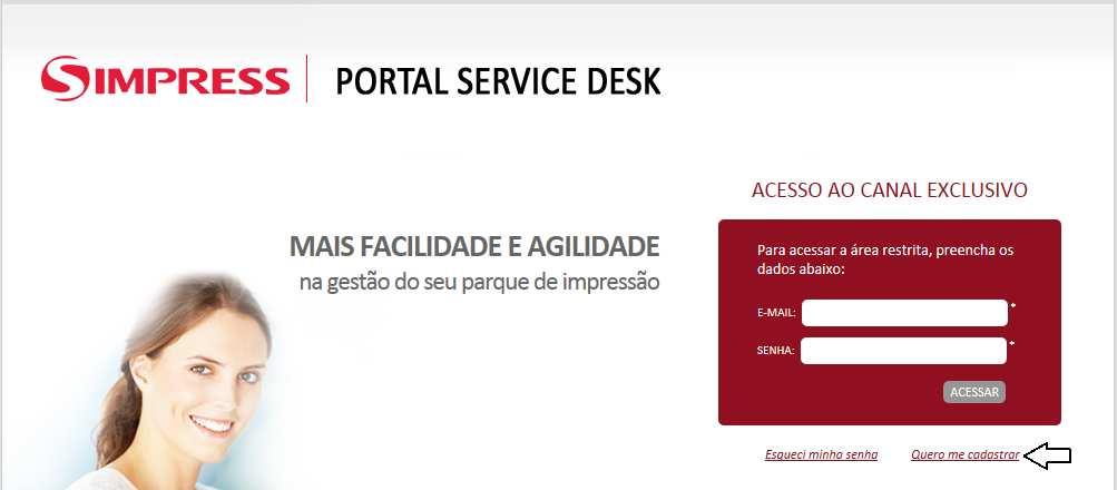 Preparo do usuário para solicitações. Cadastro Acesse http://atendimento.simpress.com.