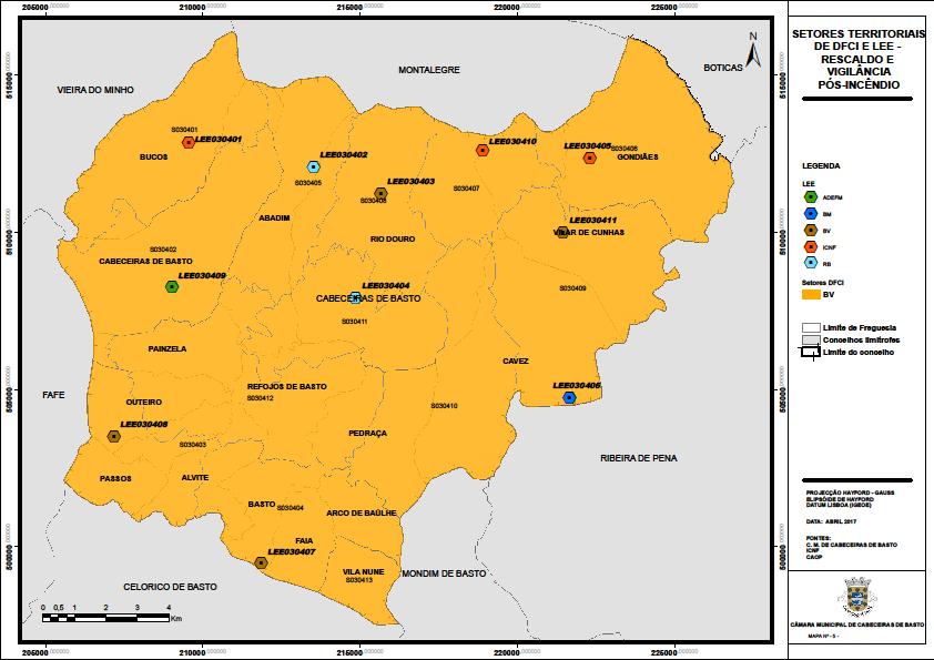 Mapa nº 5 Setores Territoriais de DFCI e LEE Rescaldo e Vigilância