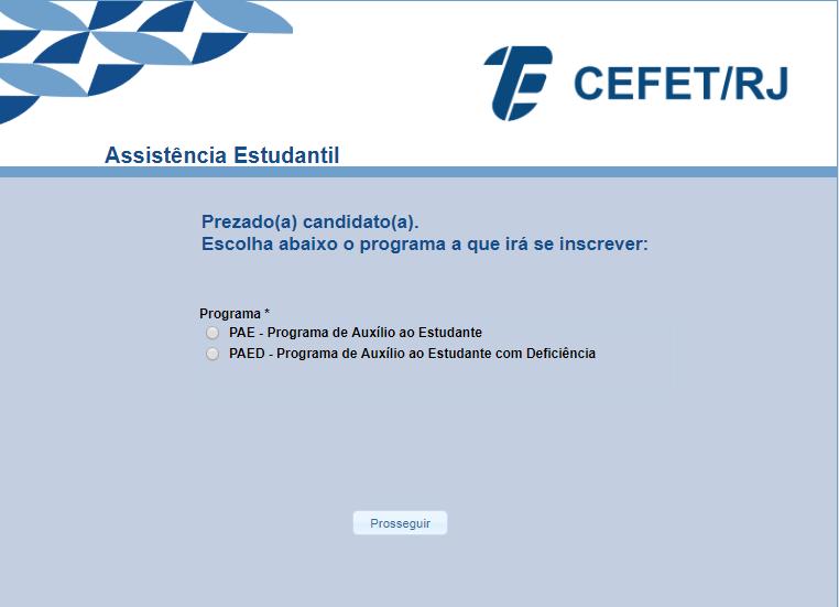 3- Escolher, na sequência, o candidato o programa ao qual estará realizando a sua inscrição: