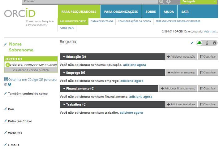 Clique na figura de editar e preencha todos os itens indicados, em especial o item Também conhecido