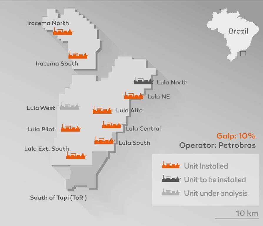 A participar nos maiores projetos a decorrer no Brasil BM-S- Lula & Iracema Execução sólida 8 FPSOs em produção, com a capacidade total instalada >. mmbpd FPSO #9 em curso para a locação final c.