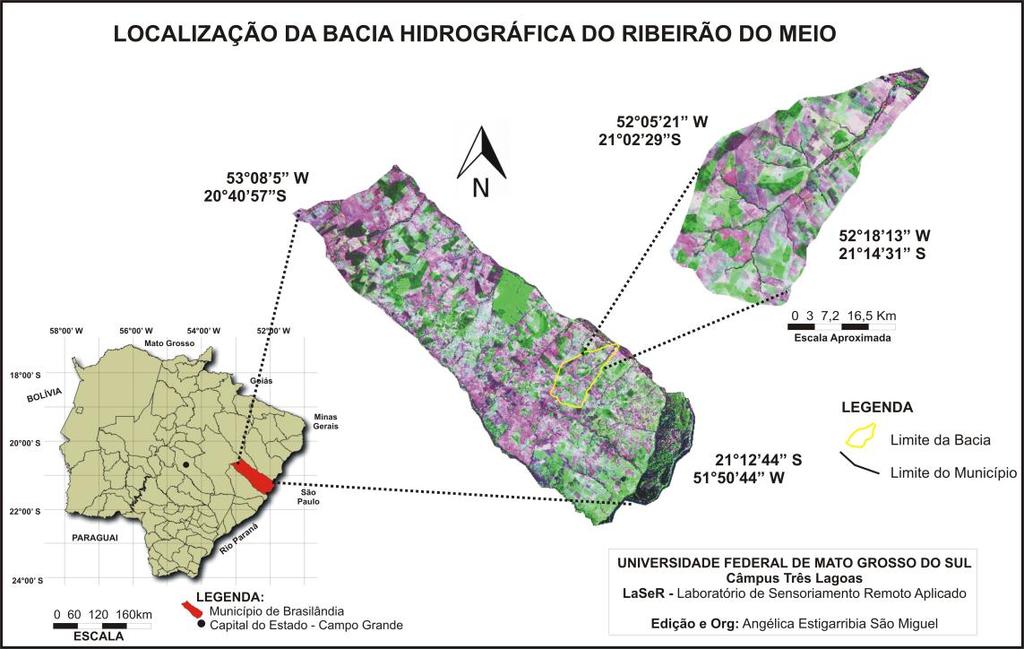 Figura 1. Localização da Bacia do Ribeirão do Meio no Município de Brasilândia /MS. 2.