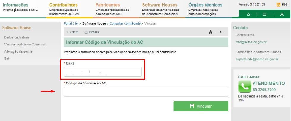 Vinculação que foi gerado pela