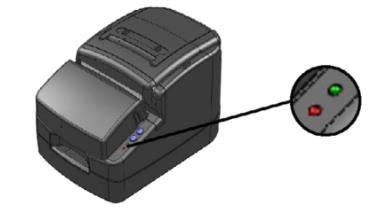 2 Indicadores luminosos Figura 15: Teclado A Impressora Híbrida PR-1000 possui dois indicadores luminosos (LED s), conforme mostra figura 16: Vermelho: quando aceso, indica pouco papel (*) e/ou