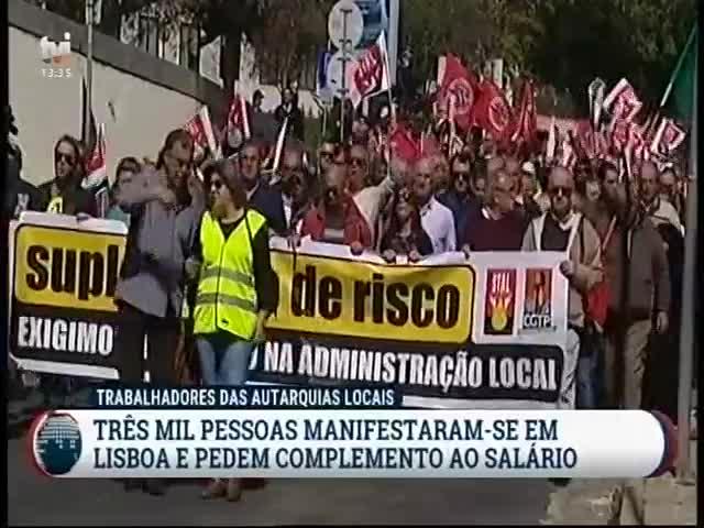 13:35 Protesto dos trabalhadores das