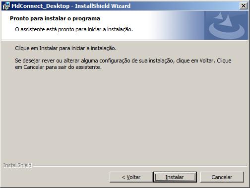 Selecione a pasta desejada para instalação. Clique no botão Avançar. Surge a tela abaixo: É apresentada a tela com as informações referentes ao processo de instalação do software.