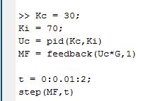 Controle Proportional Integral Exemplo : G( s) s + s + Vamos fixar Kc 3 e Ki 7. Digite os seguintes comandos para criar um novo arquivo m:.4. Step Response Amplitude.8.6.