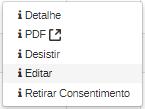 3.6 COMO EDITAR O PEDIDO DE APOIO HABITACIONAL. Para editar os dados de um pedido aceder ao separador Os meus pedidos, clicar sobre o botão Ações e selecionar a opção Editar ;.